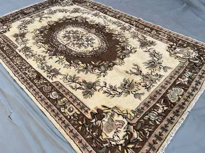 6'1x9'4 ft Vintage Turkish Rug | Hand Knotted Wool Carpet | Caucasian Style Tribal Area Rug | Geometric Bohemi