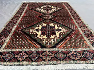 4x6 Antique Hand-Knotted Afghan Rug | Tribal Caucasian Style Wool Rug | Geometric Diamond Pattern | Rare Turki