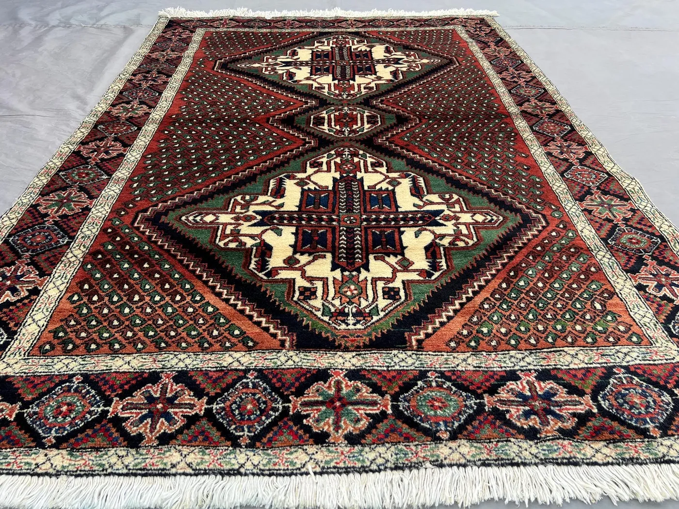 4x6 Antique Hand-Knotted Afghan Rug | Tribal Caucasian Style Wool Rug | Geometric Diamond Pattern | Rare Turkish rug, Kitchen Rug, floor Rug