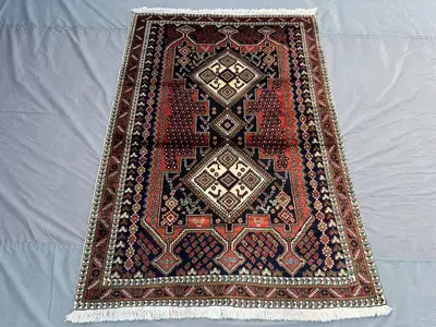 4x6 Antique Turkish Inspired Rug, Hand Knotted Wool Carpet | Caucasian Style Tribal Medallion Rug | Vintage Or