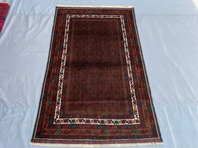 4x7 Antique Afghan Baluch Rug | Hand-Knotted Wool Carpet | Vintage Tribal Design | Nomadic Home Decor | Unique