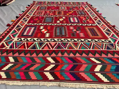 5x8 Antique Turkish Flat Weave Kilim Rug | Tribal Wool Area Rug | Navajo Desig, Oriental Kilim, Bohemein Decor