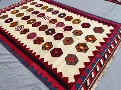 5x8 Vintage Turkish Tribal Kilim Rug Handmade Afghan Flat Weave Geometric Area Rug Home Decor Living Room Rug,