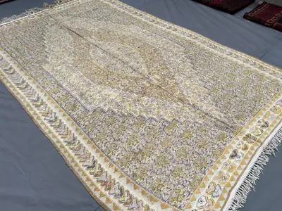 160x256 cm Antique Turkmen Tribal Rug | Handmade Geometric Silk Area Rug | Turkish Style Faded Rug | Unique Fl