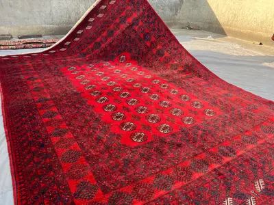 7x10 Antique Turkmen Bukhara Rug, Tribal Afghan Hand Knotted Wool Rug, Faded Area Rug | Oriental Rare Carpet |
