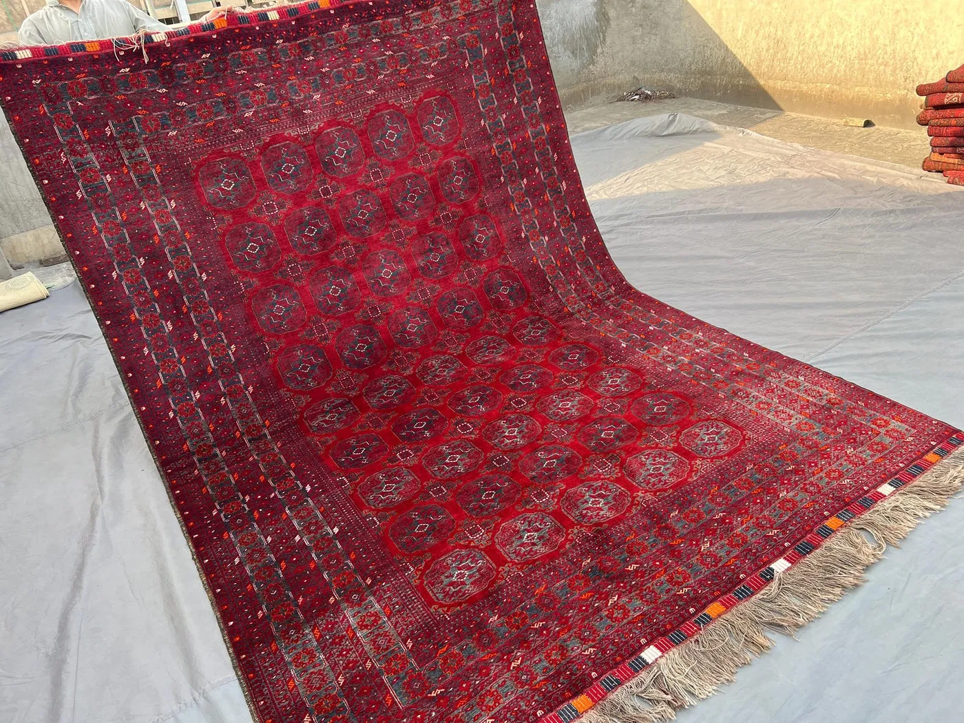 7x10 WAZIRI Tribal Rug | Turkmen Ersari Hand Knotted Afghan Rug | Geometric Pattern | Wool Carpet | Bohemian Decor, Living Room Bedroom Rug"