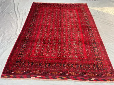 7'6x10'4 Turkmen Bashiri Design Rug | Hand-Knotted Afghan Wool | Turkoman Tribal Geometric Area Rug