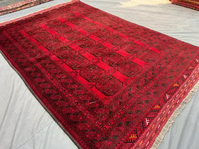 7x10 Antique Turkmen Rug | Hand-Knotted Elephant Foot Carpet | Large High Pile Tribal Wool Area Rug | Vintage 