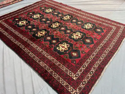 7x9 Antique Turkmen Tribal Rug | Hand-Knotted Wool Carpet | Collector's Piece | Vintage Nomadic Design | Triba