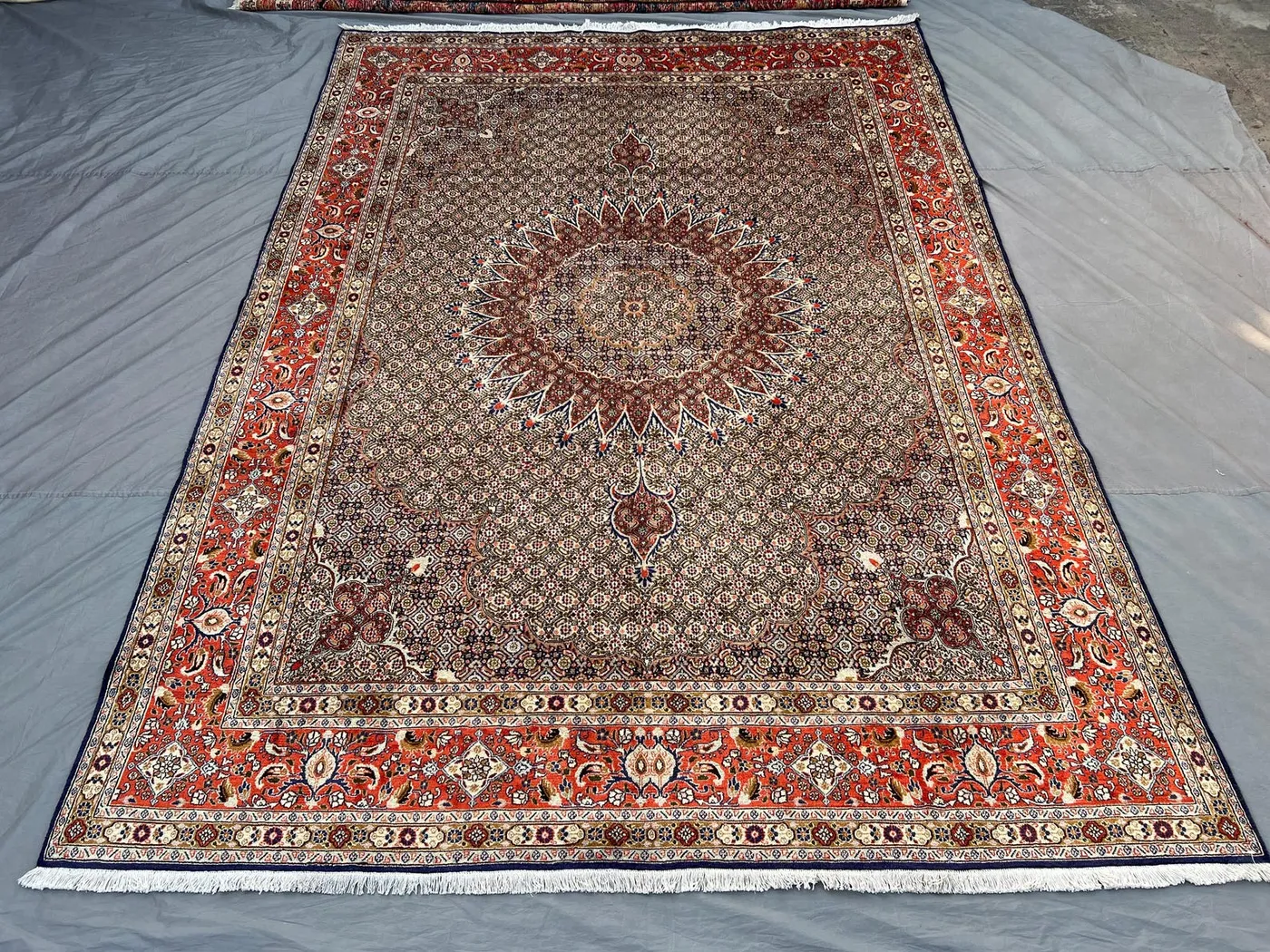 8x11 Caucasian Design Rug | Vintage 1980s Turkish Hand-Knotted Wool | Orange Brown Medallion Tribal Carpet