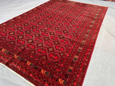 6.3x9'4 ft Afghan Antique Rug, Turkmen Hand Knotted Wool rug, Vintage Bukhara Rug, Oriental Turkish Rug, Livin