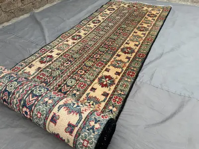 3x13 Modern Oushak Runner Rug | Afghan Hand Knotted Wool Runner | Vintage Style Carpet | Long Hallway Rug | Tr