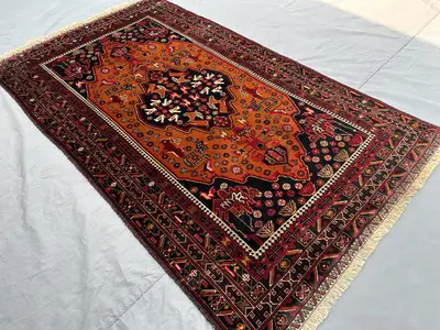 4x6 Antique Afghan Baluch Tribal Rug | Hand Knotted Pictorial Carpet | High-Quality Wool Area Rug | Kitchen De