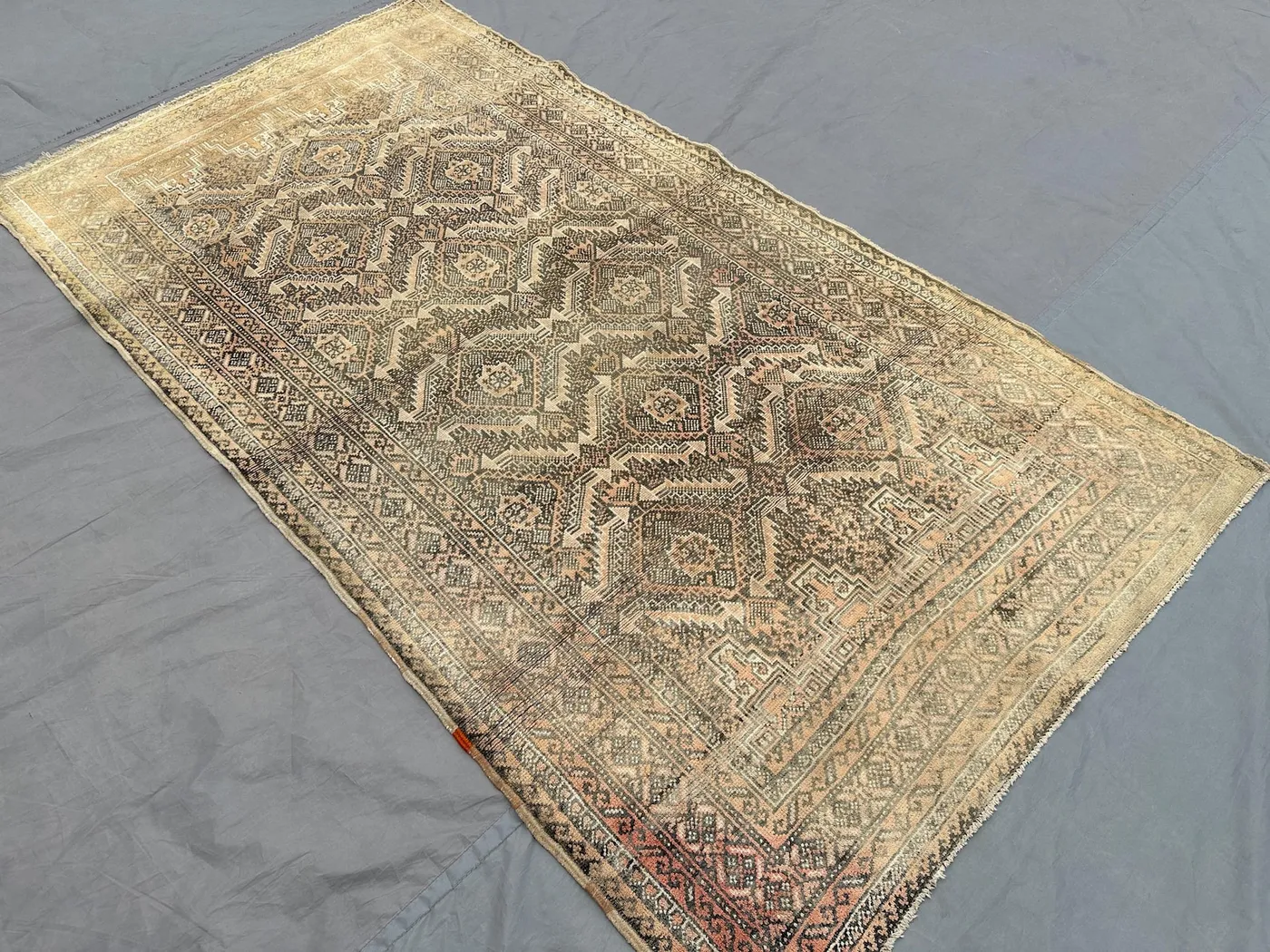 3'1x5'9 ft Afghan Baluch Rug | Antique Hand-Knotted Wool Runner | Faded Terracotta Tribal Carpet | Vintage Boho Hallway Decor, Kitchen rug