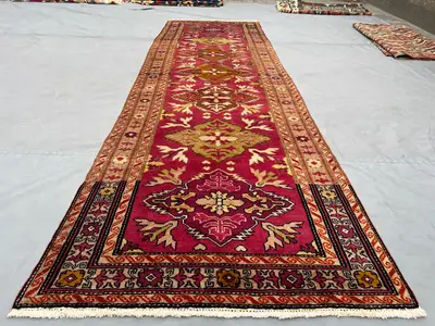 3x9 Antique Turkish Tribal Runner | Hand-Knotted Wool Rug | Caucasian Style Kazak Design | Vintage Oriental Ha