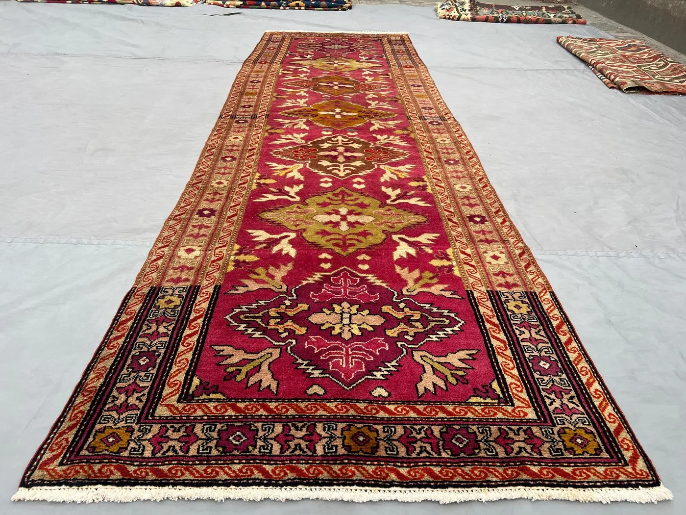 3x9 Antique Turkish Tribal Runner | Hand-Knotted Wool Rug | Caucasian Style Kazak Design | Vintage Oriental Hallway Carpet | Boho Decor