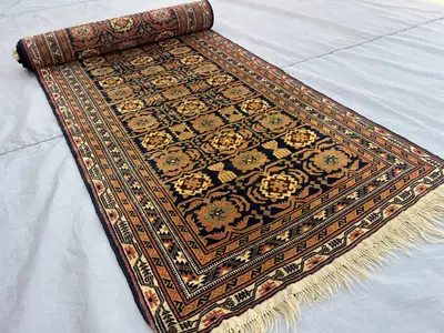 3x10 Collector’s Afghan Baluchi Runner | Antique Hand Knotted Wool Rug | Turkmen Pattern | Rare Hallway Entryw