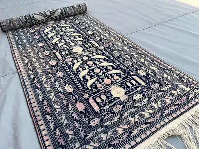 Antique Afghan Runner Rug 2'9x9'3 ft | Hand Knotted Wool Carpet | Rare Baluchi Design | Pink Ivory Tribal Hall