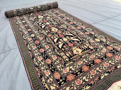 3x10 Antique Afghan Baluch Runner Rug | Hand Knotted Wool Carpet | Turkmen Pattern | High Quality Tribal Geome