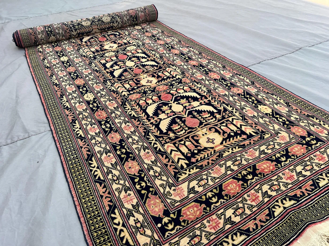 3x10 Antique Afghan Baluch Runner Rug | Hand Knotted Wool Carpet | Turkmen Pattern | High Quality Tribal Geometric Hallway Rug, Entryway Rug