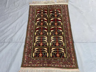 3x5 Antique Afghan Baluchi Rug | Tribal Hand Knotted Wool Carpet | Geometric Nomadic Decor | Vintage Oriental 