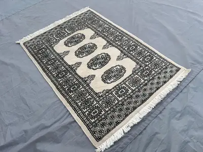 2x3 Vintage Pakistani Rug | Hand Knotted Wool Carpet | Tribal Geometric Pattern | Bukhara Style Small Rug | Bo