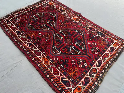 Antique Tribal Rug, 3x4 Turkish Inspired Wool Carpet | Hand Knotted Caucasian Style Design | Vintage Small Are
