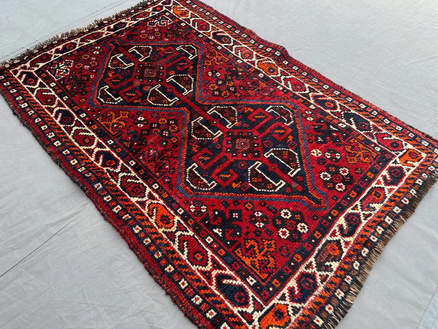 Antique Tribal Rug, 3x4 Turkish Inspired Wool Carpet | Hand Knotted Caucasian Style Design | Vintage Small Area Rug, Home Decor, Kids Rug