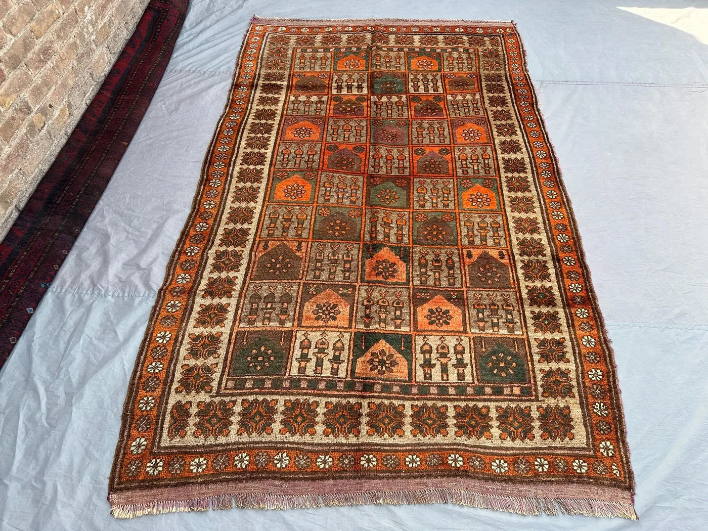 Antique Afghan Baluch Rug 5'4x8'6 ft | Hand Knotted Tribal Wool Carpet | Geometric Pattern | Rare Vintage Area Rug | Ethnic Nomadic Decor
