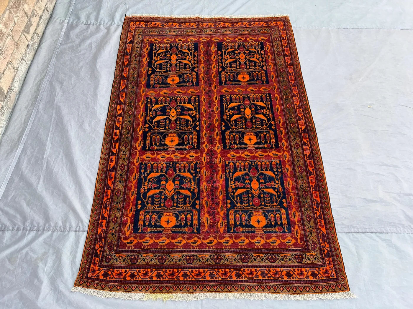 4'6 x 7 Caucasian-Style Shirvan Design Rug | Vintage Afghan Hand-Knotted Wool | Red Tribal Star Medallions