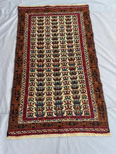 Afghan Sumak Kilim Rug 4x6 | Vintage Flatweave Tribal Wool Rug | Handwoven Ethnic Wall Hanging | Rustic Geomet