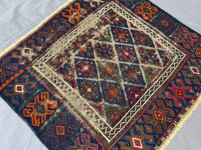 Antique 2.6x3 ft Caucasian Flatwoven Rug | No Pile Tribal Wool Kilim | Faded Distressed Accent Mat | Rare Ethn