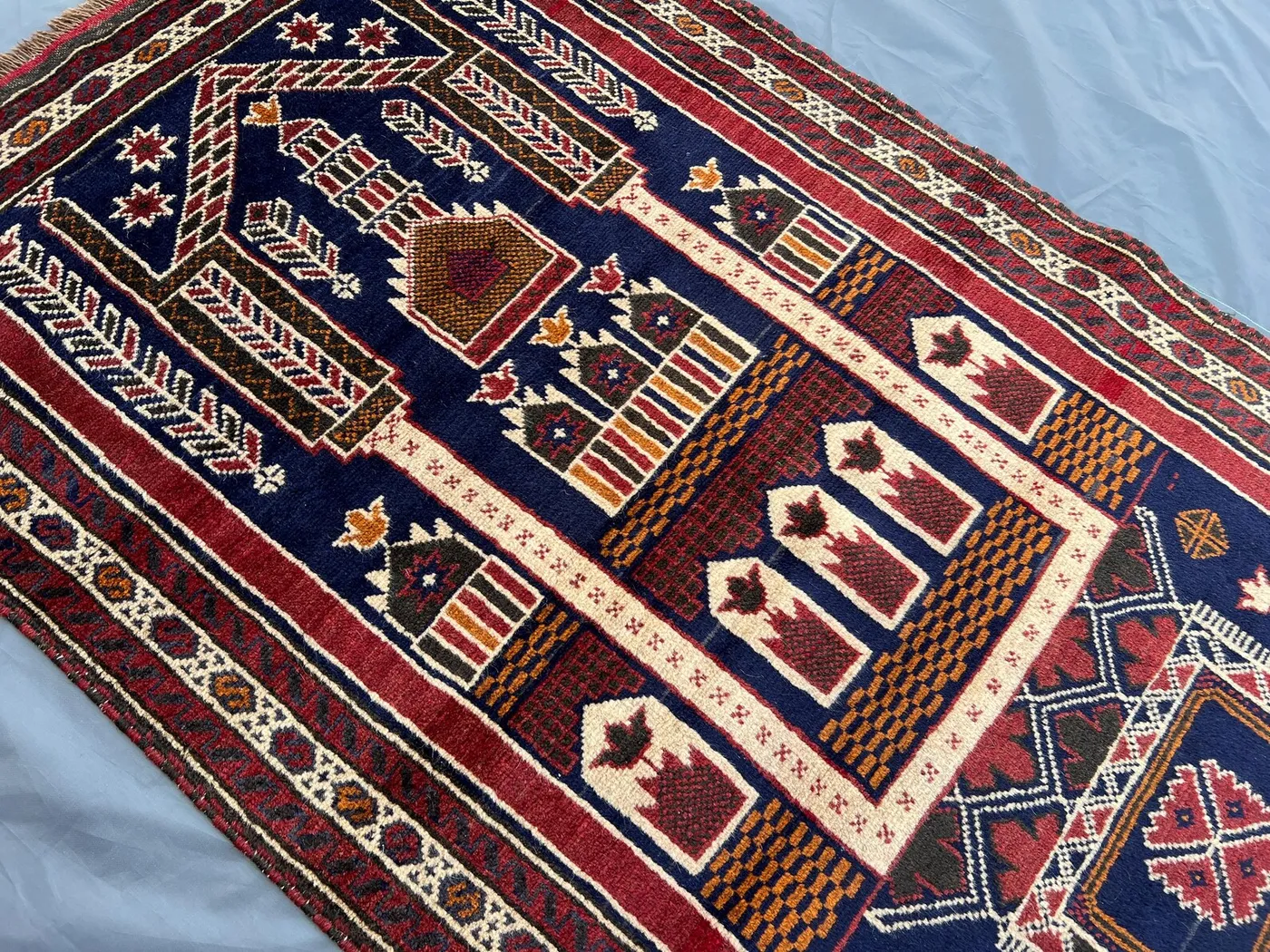 Antique Afghan Prayer Rug 3x5 | Handmade Wool Islamic Mat | Geometric Mosque Design | Tribal Boho Accent Rug | Collectible Decor | Kids rug