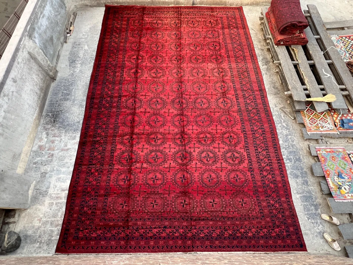 Antique Ersari Rug 13'1x19'10 ft | 1910s Turkmen Tribal Carpet | Large Red Wool Handmade | Rare Collector Floor Rug | Central Asian Decor