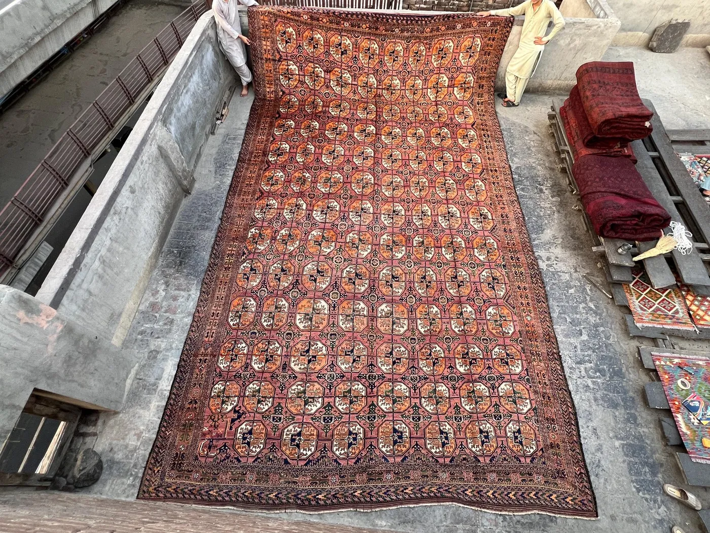 1850s Antique Turkmen Rug 13x22 ft | Rare Tekke Ersari Wool Carpet | Oversized Handmade Palace Rug | Geometric Pattern | Collector Large Rug