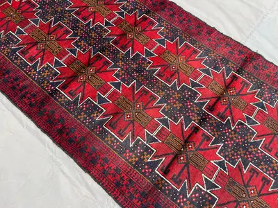 Vintage Afghan Baluchi Rug 3.2x6.1 ft | Hand Knotted Tribal Wool | Geometric Nomadic Runner | Rustic Oriental 