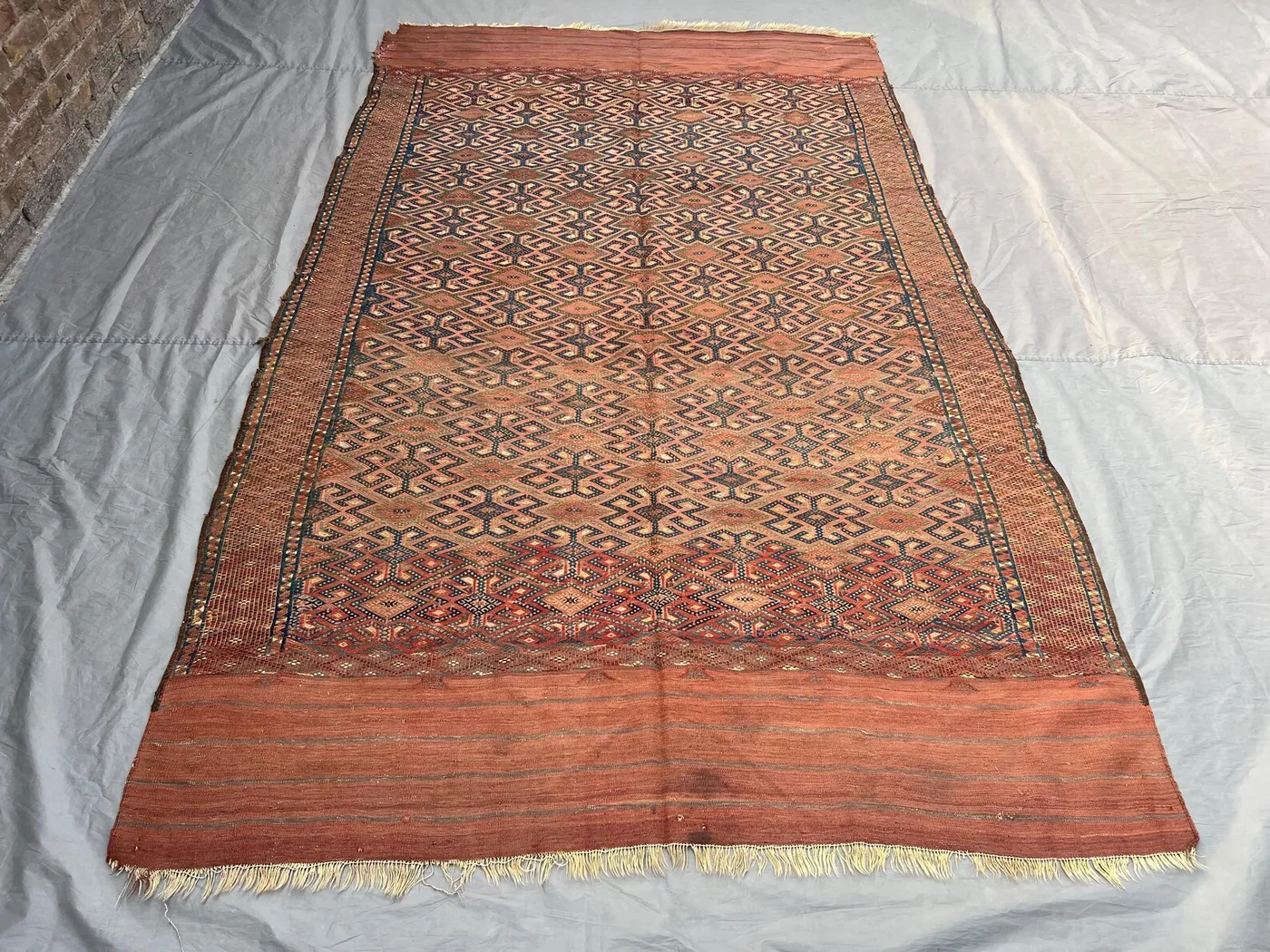 Antique Vintage Rust Navy Beige Afghan Baluchi Rug | 6x10 ft Hand Knotted Wool Tribal Geometric Carpet | Boho Living Room Rug \ vintage rug