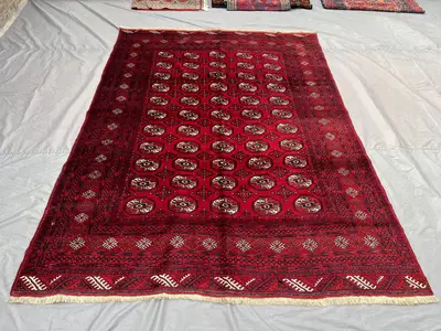 7x10 Turkmen Ersari Tekke Rug | Antique Afghan Hand Knotted Wool Carpet | Tribal Geometric Pattern | Vintage O