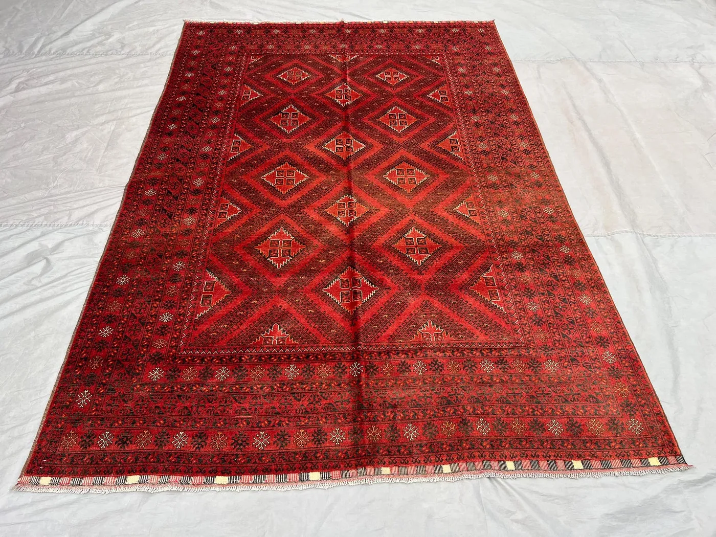 7" x 10" Afghan Hand Knotted Turkmen Bukhara Rug | Antique Vintage Wool Tribal Rug for Living Room, Bedroom rug, | farmhouse rug | area rug