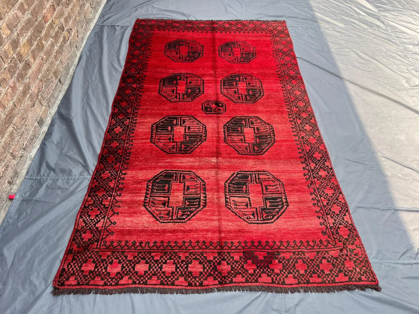 5 x 8 Antique Afghan Rug – Faded Turkoman Style Baluchi Carpet, Distressed Low Pile Vintage Wool Area Rug, Rare Tribal Elephant Foot Design