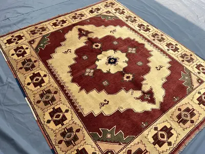 5x6 Afghan Kazak Rug | Hand Knotted Tribal Carpet | Vintage Soft Pile Wool Rug | One of a Kind Caucasian Style