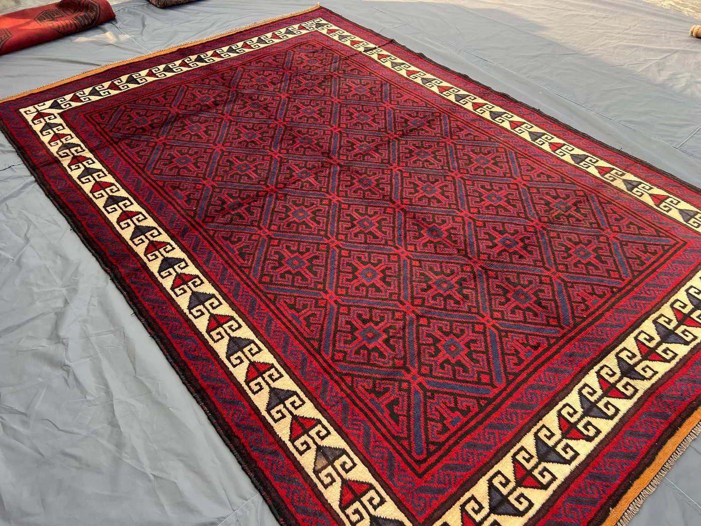 6'6x9'8 ft Vintage Afghan Baluchi Rug – Hand Knotted Soft Pile Carpet, Moroccan Inspired Tribal Design, Boho Decor Area Wool Rug