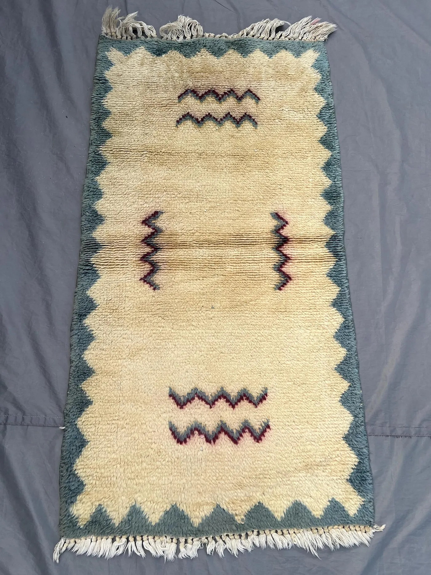 3x5 Handmade Antique Gabbah Rug, Full Pile Unique Moss Green and Cream Design Hand-Knotted Wool Tribal Accent rug | bedroom & study room rug