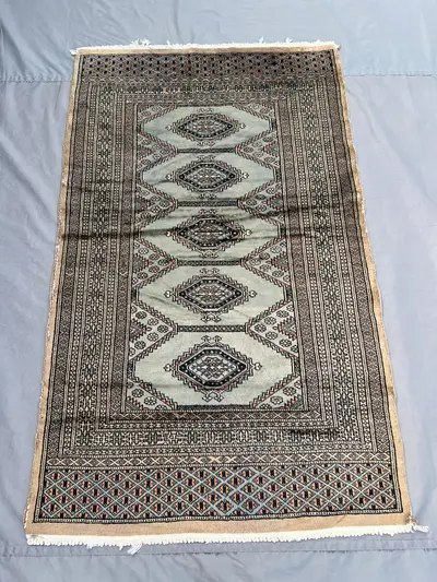 3x5 Hand Knotted Antique Balochi Rug – Unique Vintage Geometric Design, Soft Pile, Distressed Tribal rug, | li
