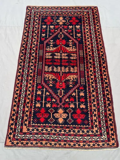 3'7x6'4 Ft Antique Turkish Hand-Knotted Rug - Tribal Anatolian Design, Turkmen Style, Faded Wool Kitchen Rug, 