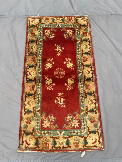 2.3 x 4.6 ft Turkish Hand Knotted, Antique Red Floral Oriental Carpet Low Pile Distressed Rare Collectible Woo