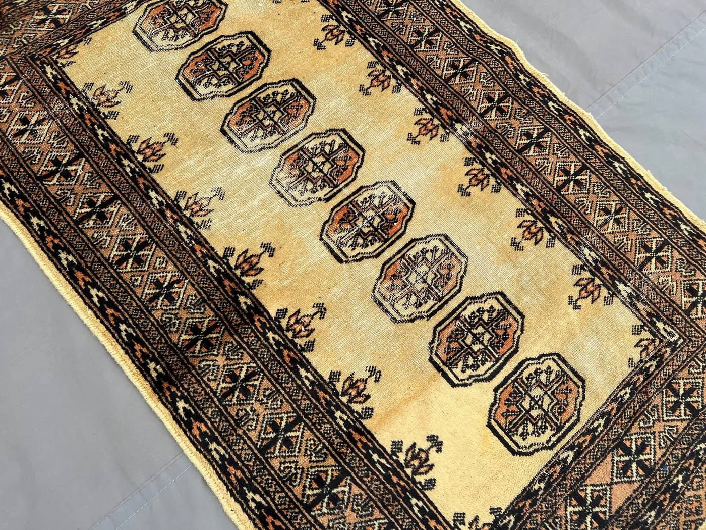 Antique Turkmen Ersari Rug 2'6x4'0 ft | Hand Knotted Afghan Wool Carpet | Rare Tribal Geometric Design | High Quality Kitchen Area Rug