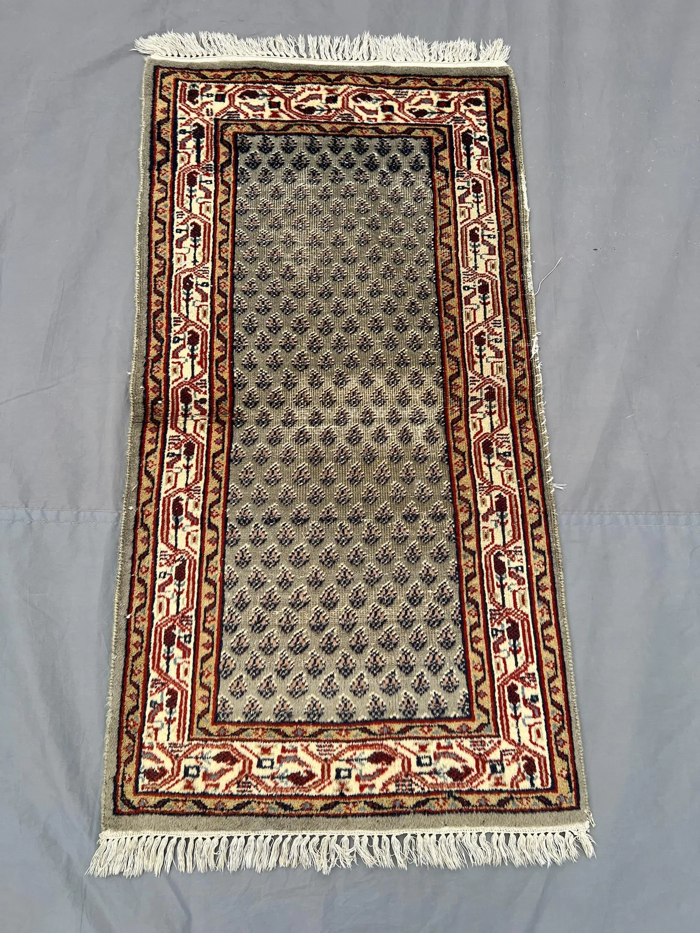 Antique Afghan wool rug 2x4 hand knotted low pile vintage rug distressed moroccan design rare small rug for hallway or decor | kitchen rug