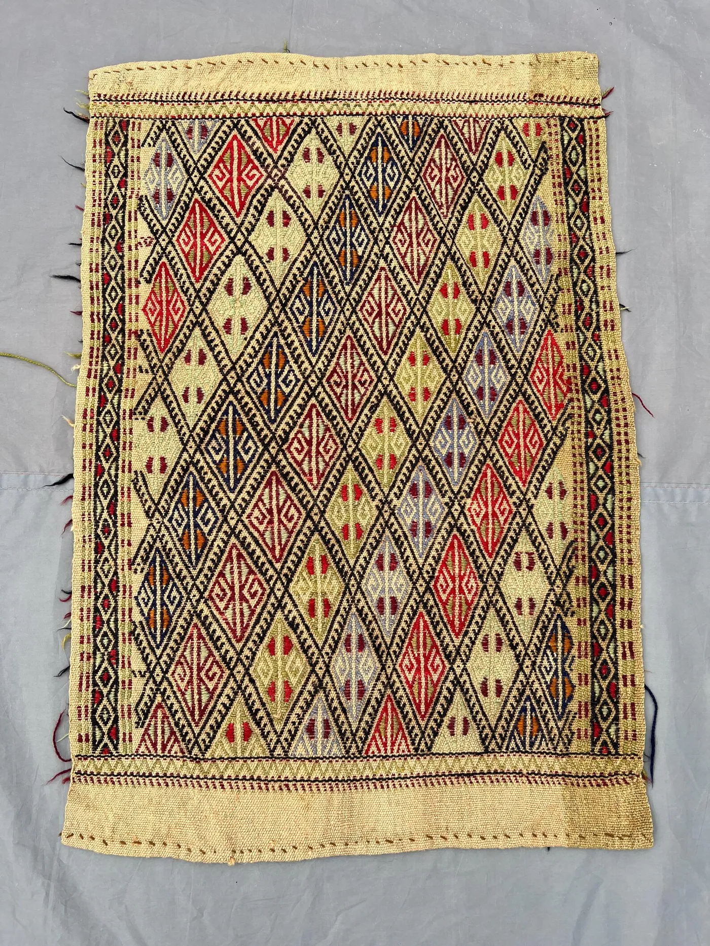 Antique Afghan sumak 2x3 flat weave kilim tribal vintage decor handmade wool rare wall hanging or floor accent one of a kind | kitchen rug