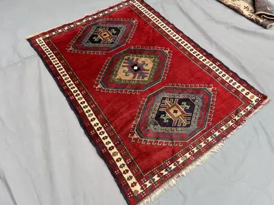 4x6 Red Afghan Baluchi Rug | Soft Pile Handmade Wool Tribal Oriental Rug Caucasian Style Small Accent Carpet |